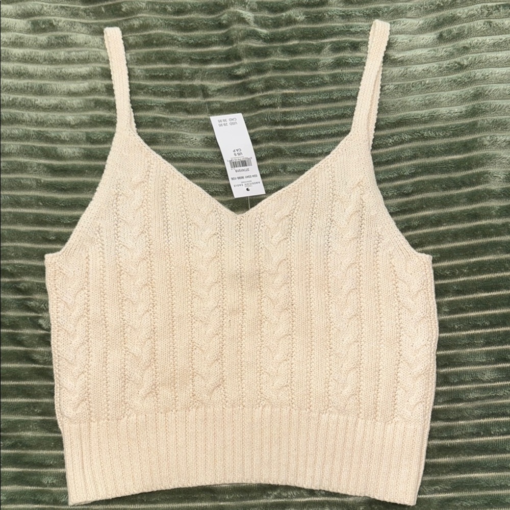American Eagle Cable Knit Crop Tank Top